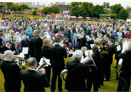 Playing Gresford, the miners hymn, for Dignitaries and listeners prior to the speeches